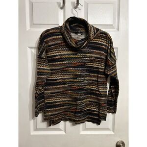 Renuar Womens Small Sweater turtleneck cowlneck Striped Multicolor